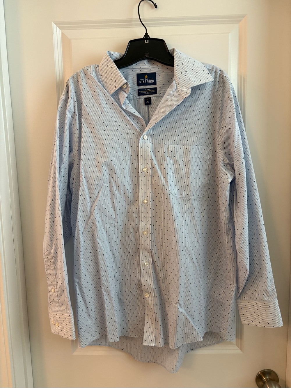 Stafford Light Blue Micro-Print Dress Shirt